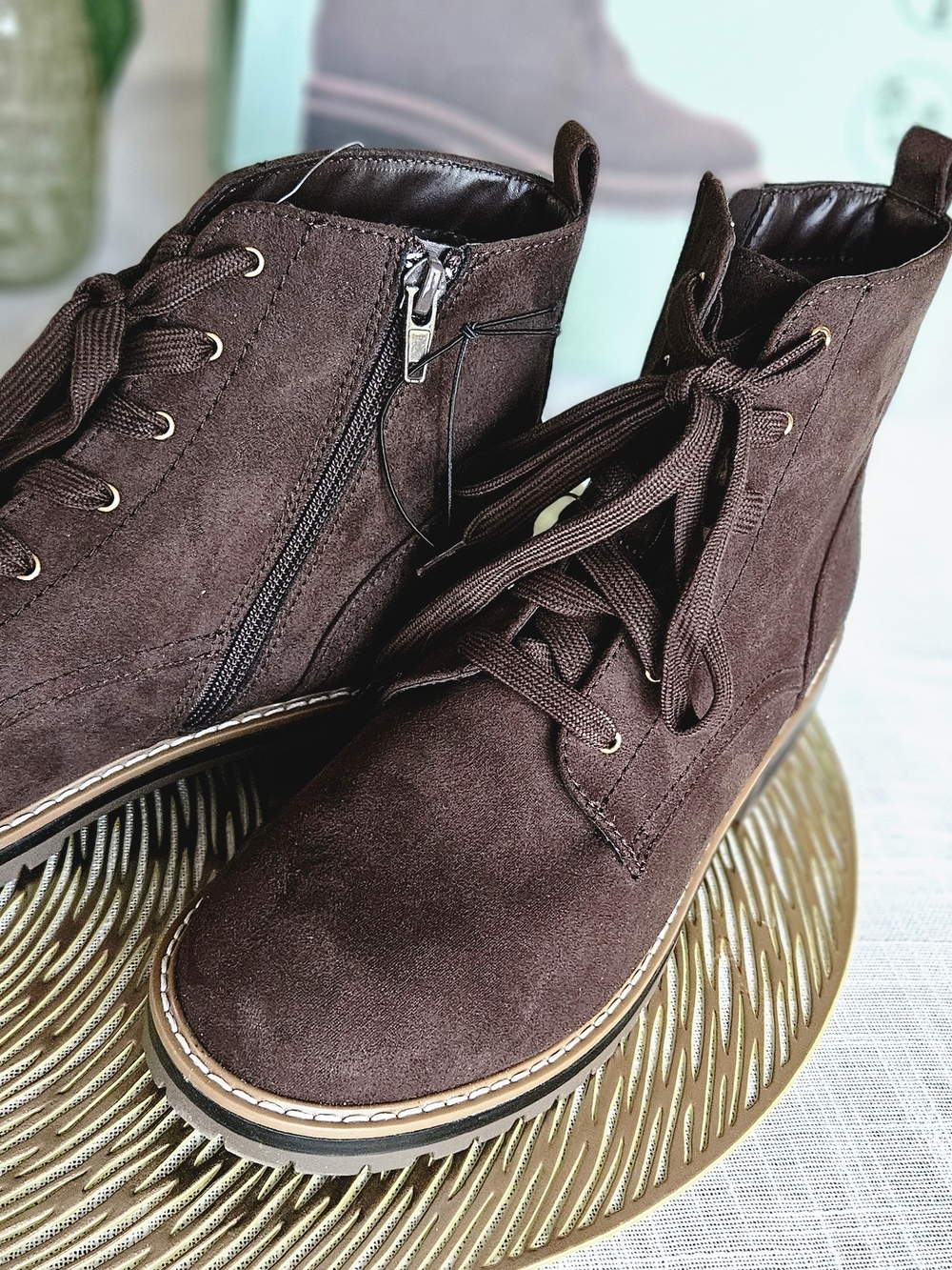 Kensie Kasha Brown Faux Suede Lace Up Combat Boots Women's Size 9 - Picture 8 of 11